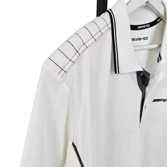 Mercedes AMG  Short Sleeve Polo Shirt Size XL White Racing - Picture 3 of 13
